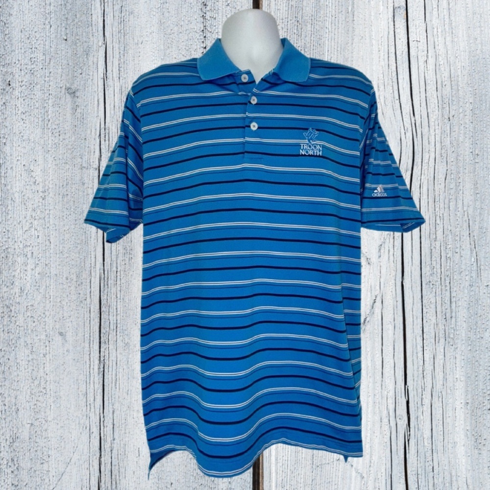 Adidas Climate Troon North Golf Polo Men’s Medium Blue Stripe Performance